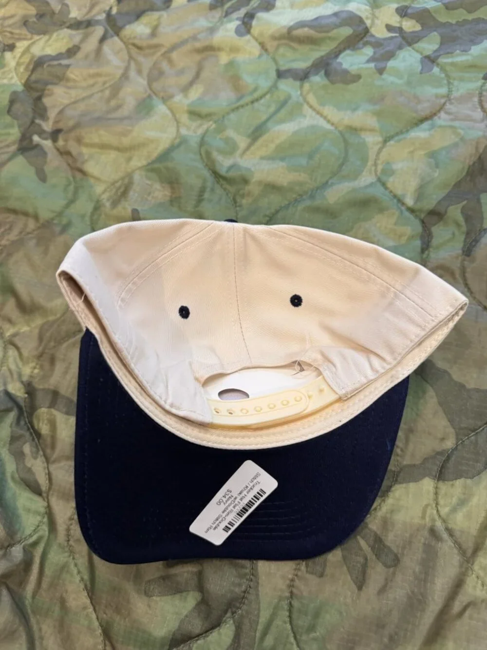 Trucker Hat Flat Brim Khaki/Navy - Blank, NWT